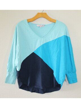 Willow Drive Womens Blue Doleman V Neck Top S NWT